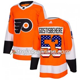 Philadelphia Flyers tröja Shayne Gostisbehere 53 Adidas 2017-2018 Orange USA Flag Fashion Authentic - NHL Tröjor Herr